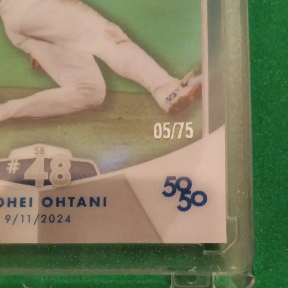 Shohei Ohtani Topps 50/50 Set SB #48 card #95 Green Chrome Refractor SSP 05/75 - Picture 8 of 8